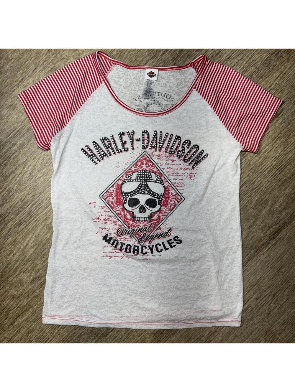 Harley Davidson Women's red and White Tshirt